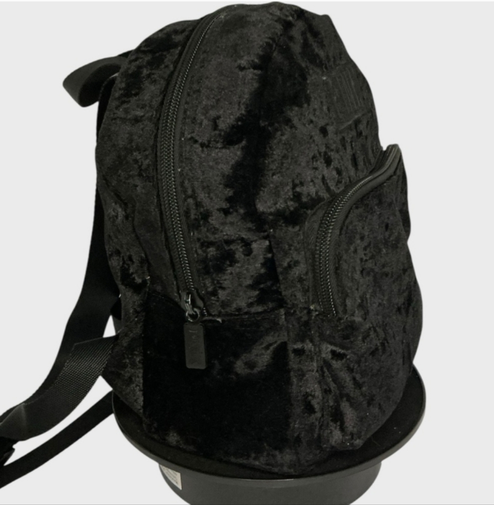 PINK by Victoria’s Secret Crushed Velvet Velour Mini Backpack Black - Picture 5 of 9